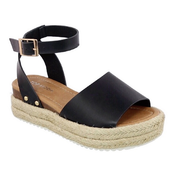 TOP Moda Shoes - Candide Women's Open Toe Ankle Strap Espadrille